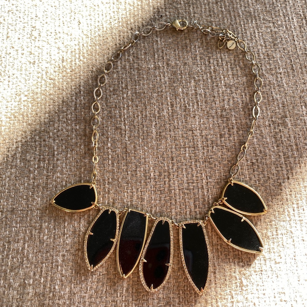 Stella & Dot Allegra necklace reversible black gold diamond gens